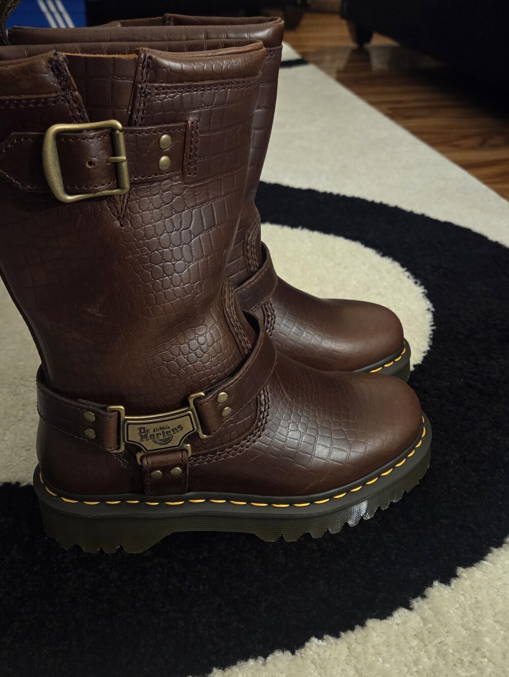 DR.MARTENS ANISTONE HI DARK BROWN MOTO BOOT SZ 7W